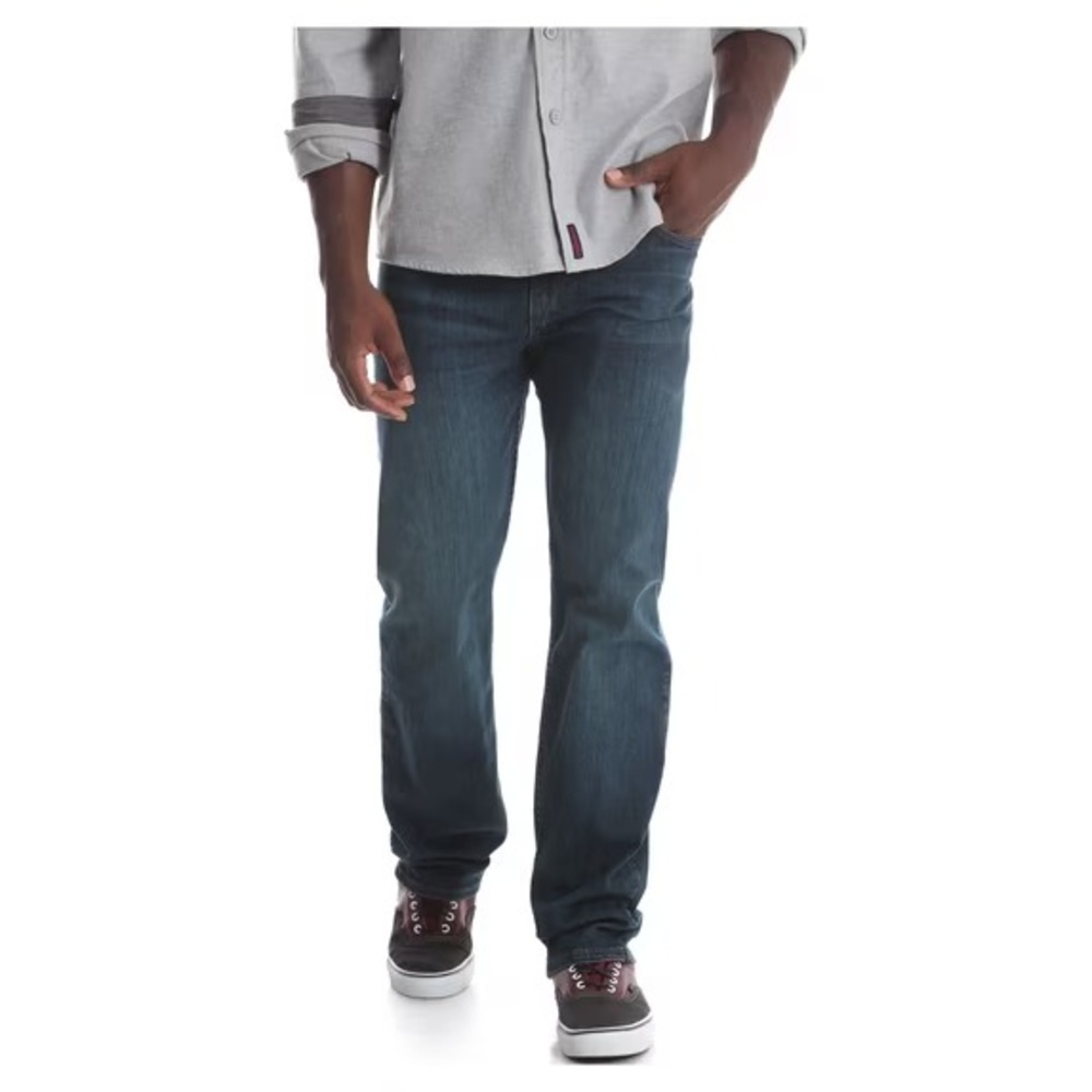Wrangler Mens Jeans 36x30 Blue Denim Regular Fit Comfort Stretch Straight Leg